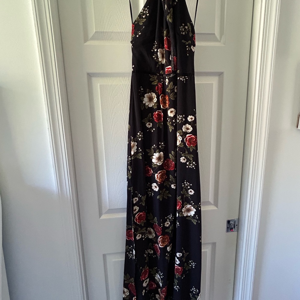 Floral Navy Halter Maxi Dress